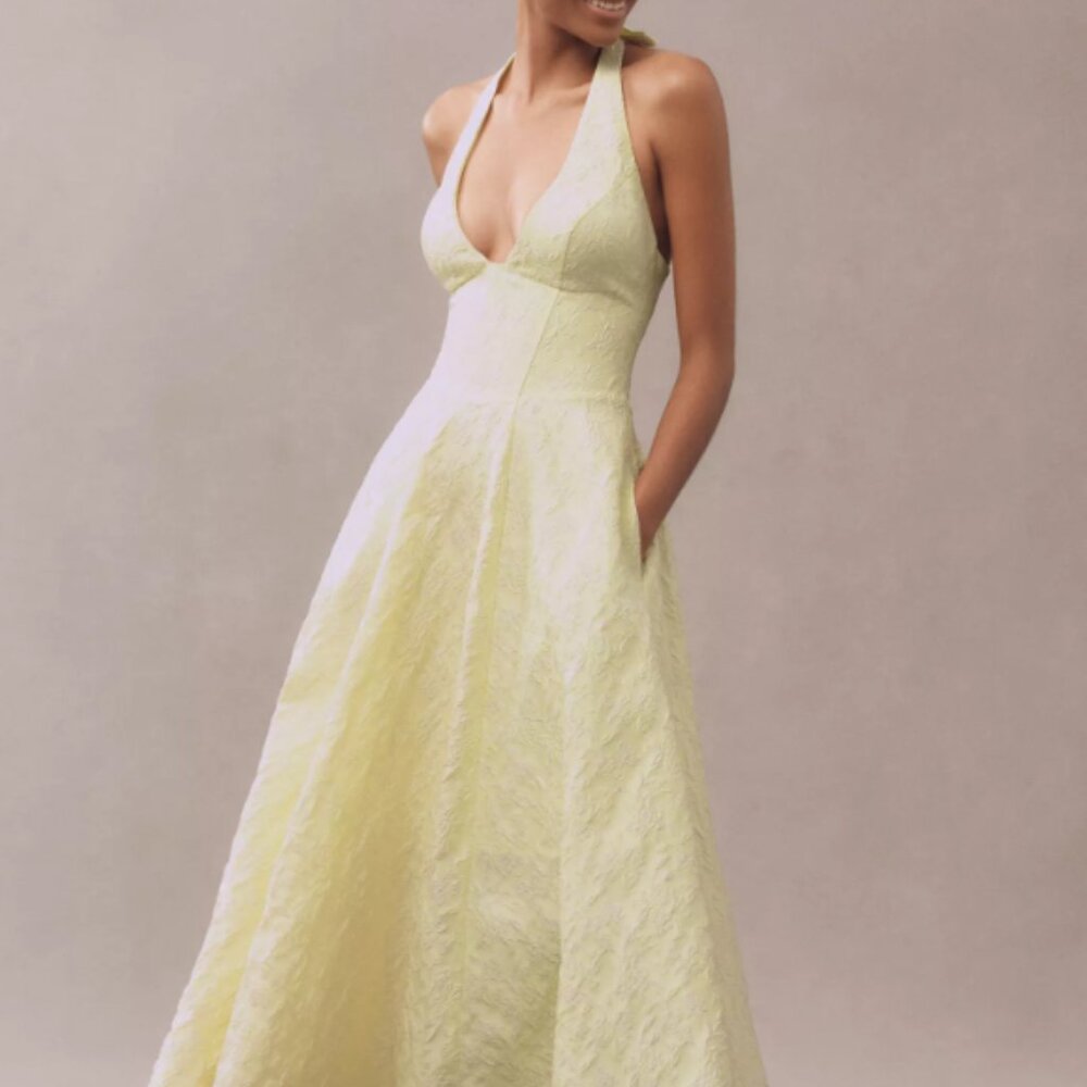 Anthropologie Mare Mare Halter Corset Fit & Flare Jacquard Maxi Dress